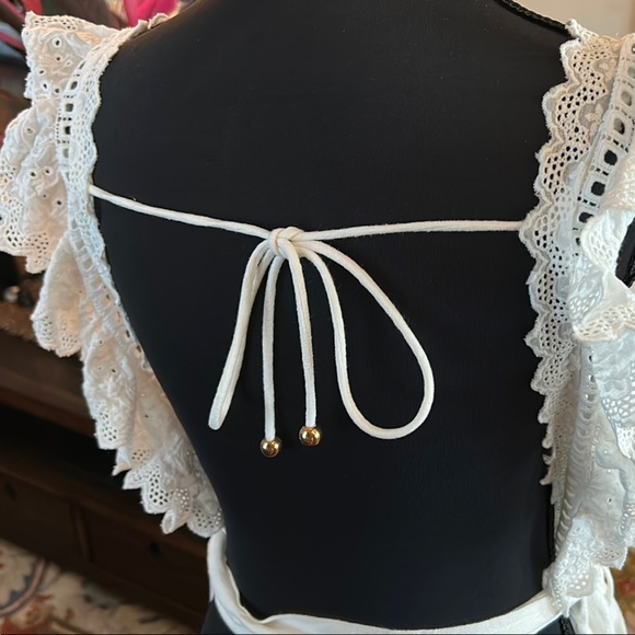 White Ruffled Wide-Leg Jumpsuit with Romantic Details - Picture 6 of 6